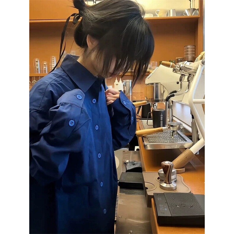 春夏纯色宝剑头长袖衬衫男女简约宽松潮流休闲百搭衬衣YH9955P40,男装衬衫,电商D256-1(原A064-1)
