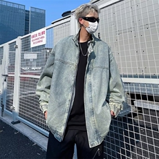 牛仔外套男宽松休闲立领夹克港风帅气百搭痞帅时尚上衣服JW342，男装工装外套，星座1116A-1（原606A）
