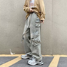 牛仔裤男韩版潮流高街帅气多口袋个性2025春季ins长裤RK2515-P56，男装牛仔裤，星座412-3