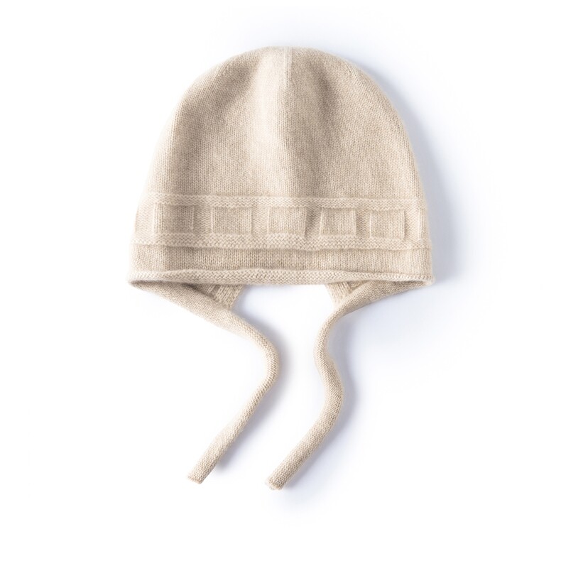 2025年秋季时尚百搭通勤简约休闲小绑带护耳帽，帽子，泰盈纯羊绒