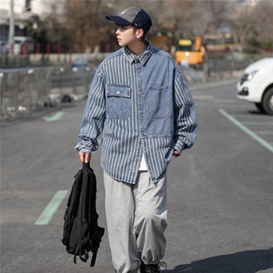 盐系炸街条纹外套男2024春秋高级夹克图片