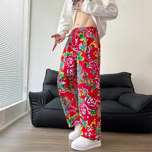 CK203单裤东北大花民族特色风休闲哈伦运动裤束脚九分裤团队图片