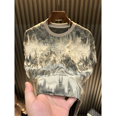 1506/QV900/P38新款男士高级感痞帅半袖潮流舒适扎染上衣男，男装T恤，星座1506
