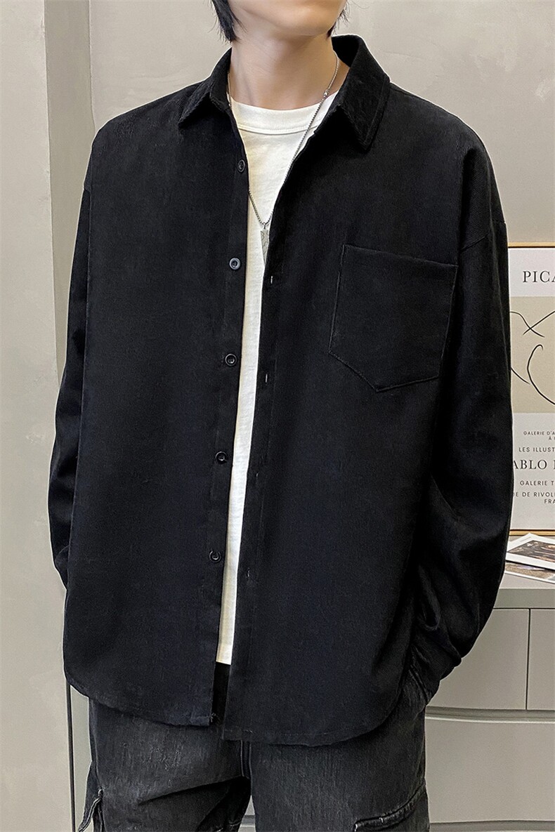 灯芯绒衬衫秋冬季男长袖韩版潮流宽松口袋衬衣青年百搭休闲外套潮,男装衬衫,星座505-2（原电商A260-1)