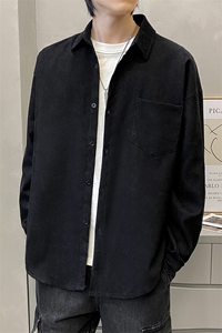 灯芯绒衬衫秋冬季男长袖韩版潮流宽松口袋衬衣青年百搭休闲外套潮图片
