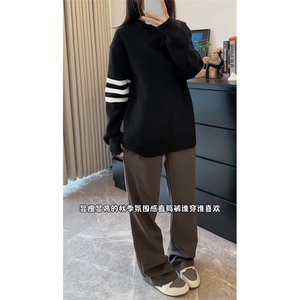 cleanfit黑色微喇呢料长裤美式复古冬季休闲裤子男潮K3662-特P42图片