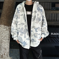 美式高鲨鱼拉链刺绣卫衣男女同款情侣春秋薄款hiphop原创连帽开衫，男装卫衣，星座505-2（原电商A260-1)