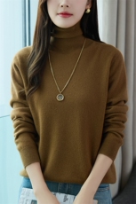 时尚高领仿羊毛针织衫简约百搭显瘦秋冬必备，女装针织衫/毛衣，鄂维那特