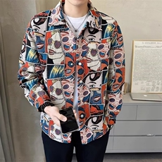 潮外套男春秋款2025新款民族风潮牌个性时尚夹克潮流痞帅衬衣，男装夹克，星座506A