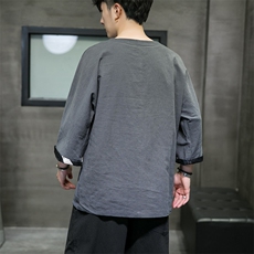 2025夏季风男装棉麻短袖t恤男宽松大码上衣QT6008-1/T063-P60，男装T恤，电商A008