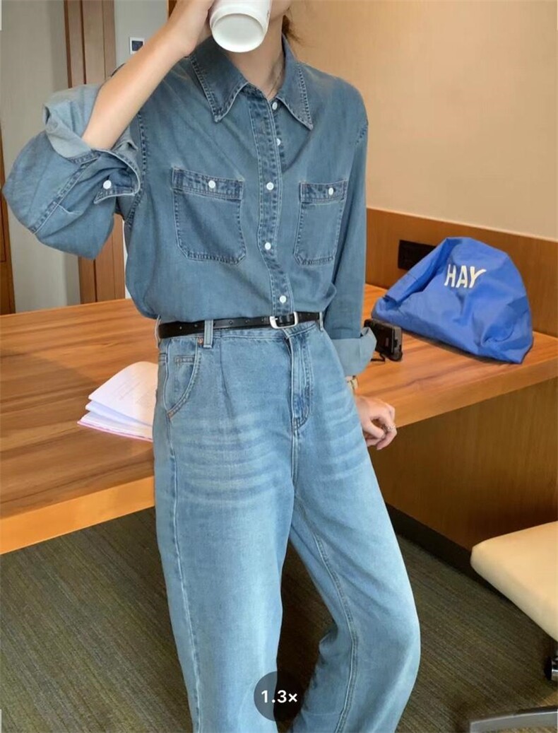 现货冰丝牛仔衬衫，女装衬衫，亿炫(5F)