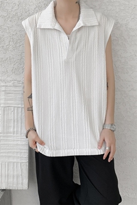 8XL-M 夏竖条纹纯棉背心男韩版宽松坎肩休闲运动午休T恤肌理DX333图片
