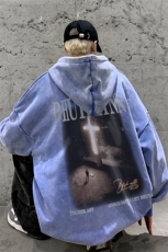 男装做旧加厚连帽卫衣23冬发光十字架印花外套XZ514-2-6679-P78，女装短外套，星座514-2(原B239)
