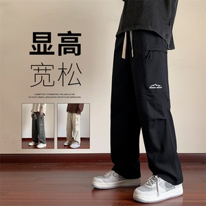 工装裤子男士秋季直筒宽松阔腿长裤潮牌美式运动休闲裤K0353-P60图片
