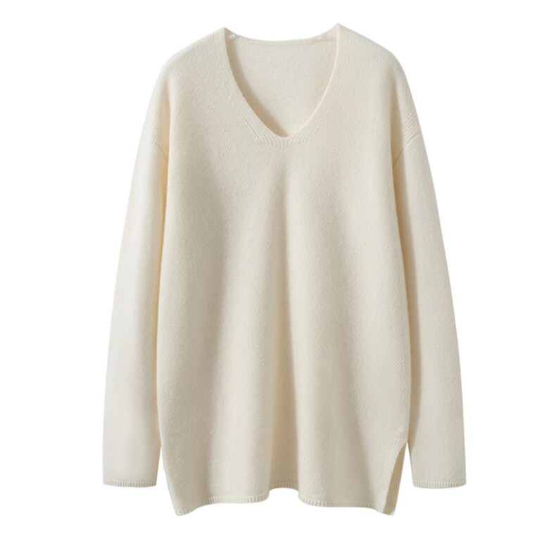 2025秋冬新款女羊绒衫100%纯山羊绒V领简约显瘦套衫柔软舒适套衫，女装针织衫/毛衣，艾森羊绒