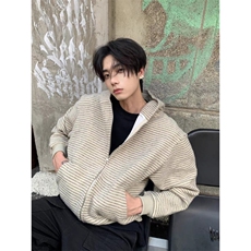 JY223-P63开衫毛衣美式复古休闲慵懒风V领针织衫男纯色外套网图，男装针织衫/毛衣，星座1501-3