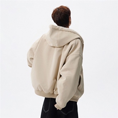 美式复古PU皮座山雕加绒棉服连帽夹克男女生冬季重磅宽松休闲外套，男装夹克，星座715-4