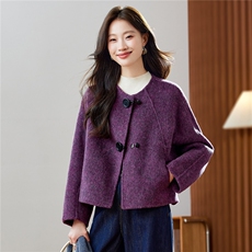 2025年冬季现货羊毛大衣新款经典复古短款双面呢外套，女装双面呢大衣，臻衣坊