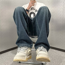 渐变日系直筒牛仔裤男潮牌宽松ins高街工装阔腿老爹裤KM606P38，男装牛仔裤，星座1116-2
