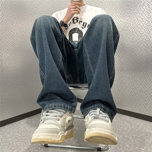渐变日系直筒牛仔裤男潮牌宽松ins高街工装阔腿老爹裤KM606P38图片