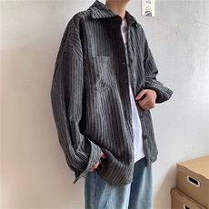 春秋季新款日系复古休闲百搭灯芯绒长袖衬衫男外套CS977-P33，男装衬衫，星座208-5