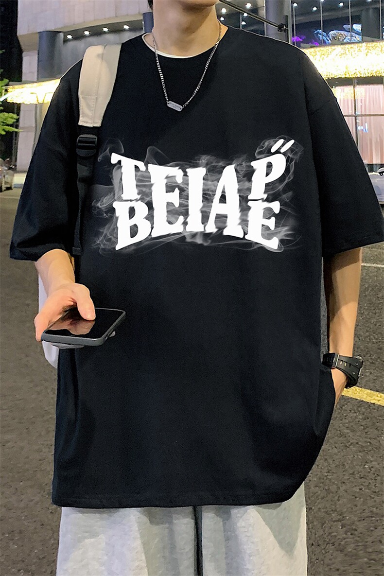 T663P26夏季新款美式纯棉短袖T恤ins衣服宽松半袖体恤字母印花,男装T恤,星座304A