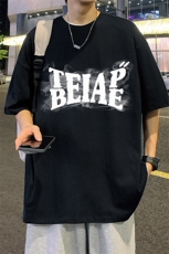 T663P26夏季新款美式纯棉短袖T恤ins衣服宽松半袖体恤字母印花，男装T恤，星座304A