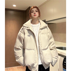冬装新港风PU软皮棉服刺绣logo棉衣休闲加厚外套男女G1103P128，男装棉衣，电商A339