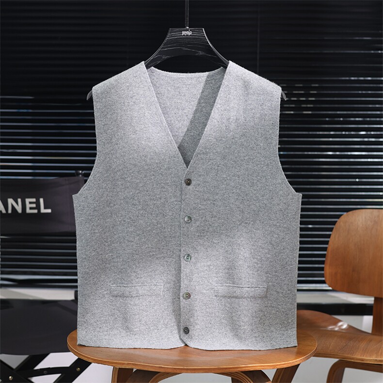 2025年秋季V领青春流行马甲时尚百搭通勤简约，男装背心/马甲，君道羊绒