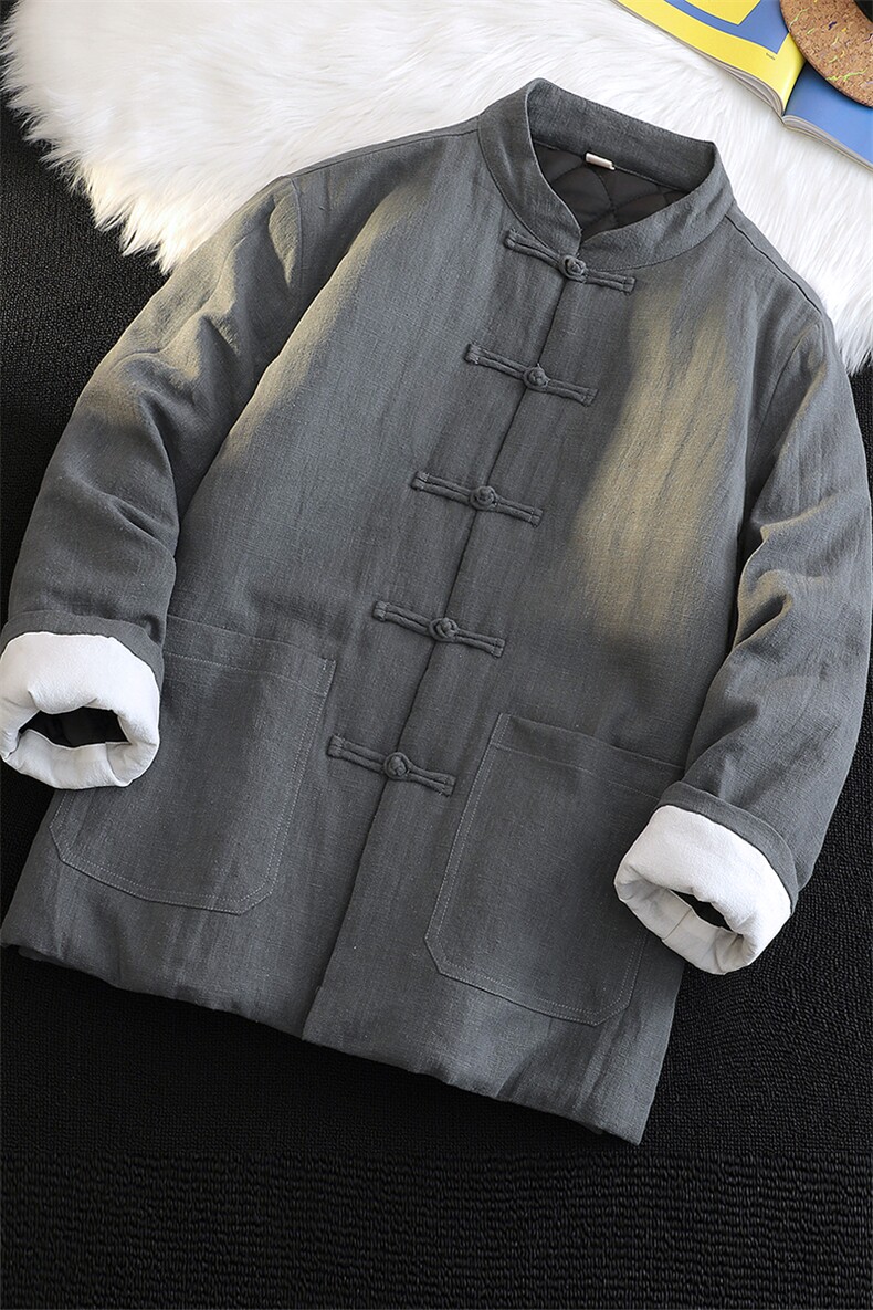 风棉衣复古唐装男冬款立领大码棉麻夹棉保暖外套棉服1181p145,男装棉衣,电商A016