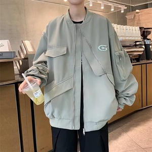 美式潮小众设计感飞行服外套秋新款宽松情侣夹克棒球服HH2569 P66图片
