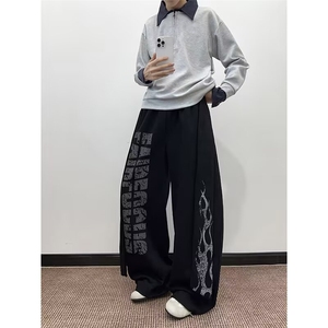 美式潮街舞宽松休闲荆棘涂鸦双侧休闲卫裤舞蹈裤K6688-P45图片