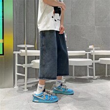 阔腿七分牛仔短裤男夏款港风宽松直筒坠感休闲工装短裤DK863-P40图片