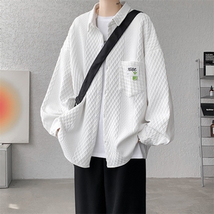 衬衫男秋季新款港风宽松大码提花长袖衬衣CS027-P45图片