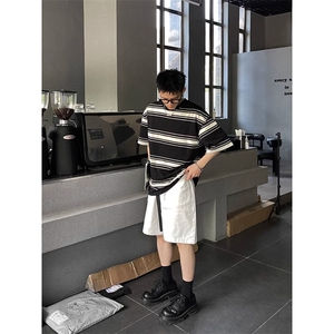 oversize纯棉短袖T恤潮小众设计感男女上衣青少年图片