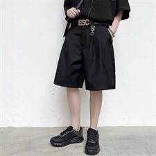 暗黑风国潮牌直筒五分裤男士西装休闲短裤D616P60，男装西裤，星座312B-1