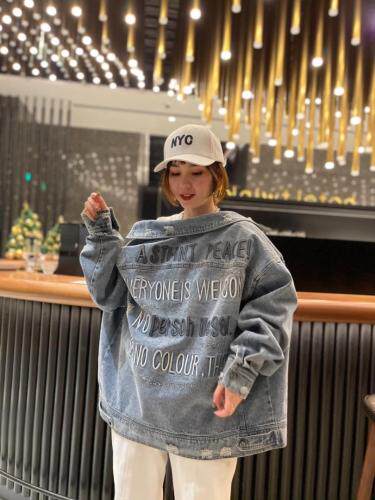 绣花牛仔外套，女装，跳跳谷