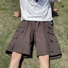 美式机能多口袋纯棉工装短裤男潮牌炸街hiphop宽松阔腿休闲五分裤，男装休闲裤，星座601-2