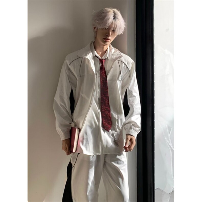 春装明线休闲帅气套装男一身搭配立领夹克阔腿裤两件套A143，男装休闲套装，星座1116A（原606A-3）