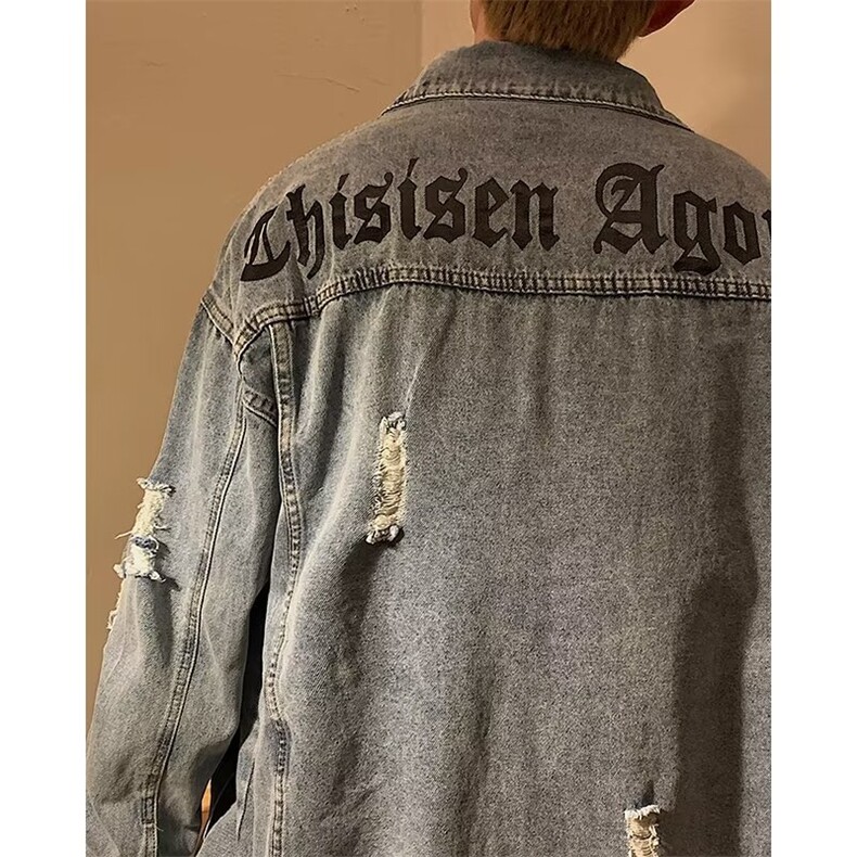 春季宽松破洞牛仔外套男生韩版工装夹克百搭港风ins衣服J2912-p65，男装工装外套，星座1008-1