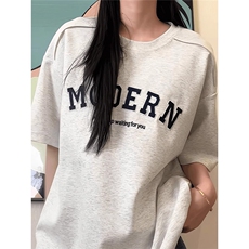 字母刺绣短袖t恤男夏季宽松衣服潮牌美式重磅体恤五分袖GTX007，男装T恤，星座208-5