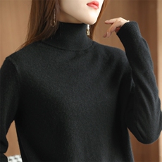 新款针织高领针织套头长袖时尚百搭，女装针织衫/毛衣，国旺羊绒