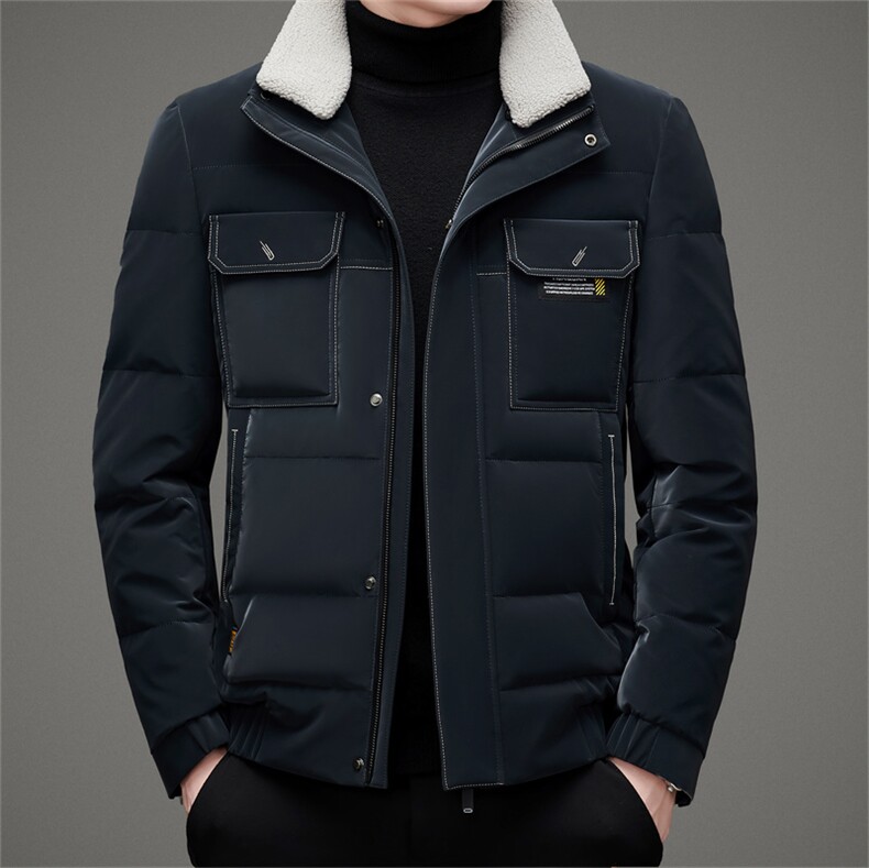 2023冬季新款白鸭绒羽绒服男装防寒休闲可卸毛领外套AJY8050-P295,男装羽绒服,电商B212（原钱塘6029）