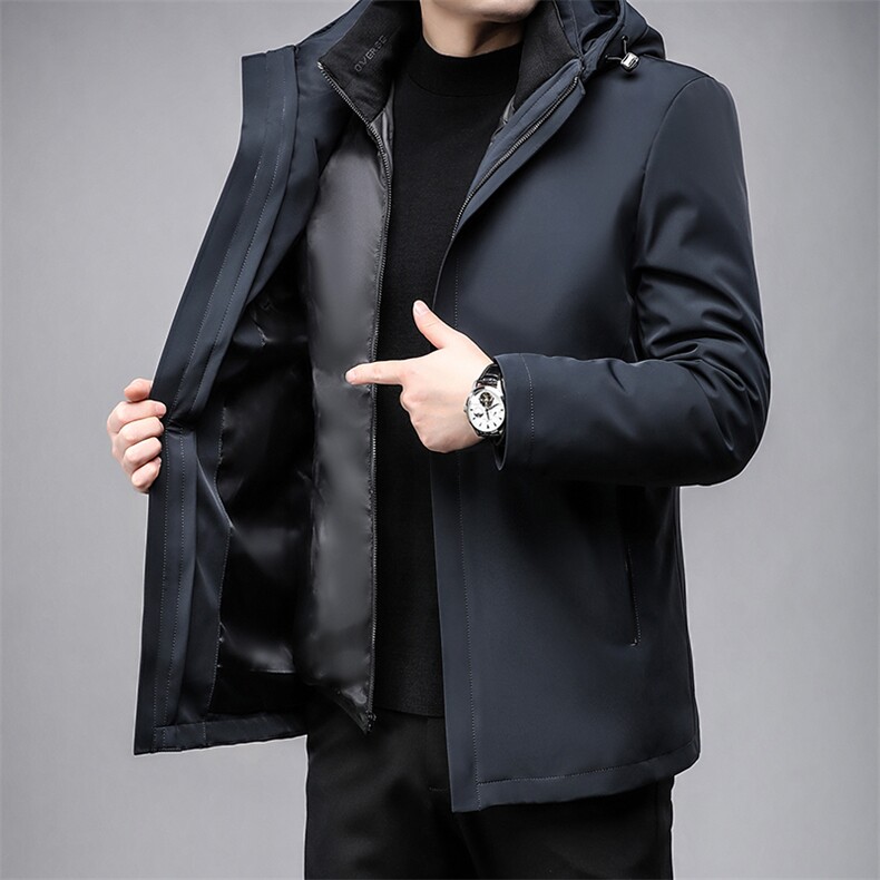 B2398鹅绒精品高端男士内胆帽子可脱卸精品羽绒服1轻奢拍品质,男装羽绒服,钱塘207-3