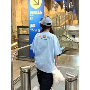 H0675-P40刺绣+魔术贴休闲宽松短袖t恤女图片