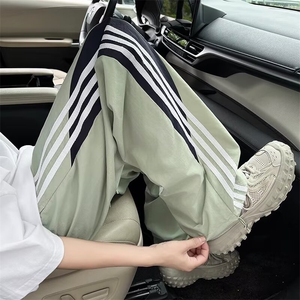 侧边条纹裤子高街美式速干工装裤三条杠直筒运动休闲裤男A614/P40