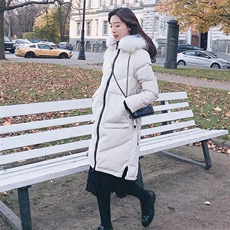 棉衣/棉服连帽拉链2020年冬季长袖中长款时尚常规配仿真毛领，女装棉衣/棉服，艾艾淮淮