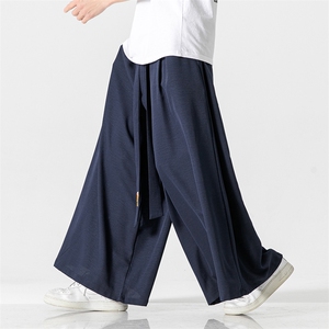 夏 风休闲宽松阔腿裤飘逸汉服冰丝直筒裤宋裤情侣潮 K332/P85图片