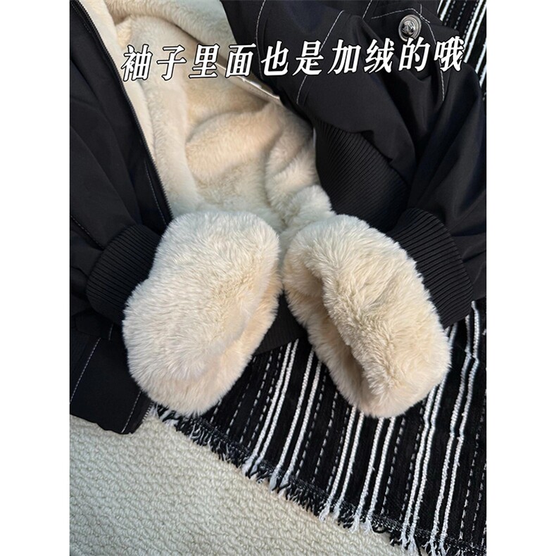 现货重磅boxy短款棉衣座山雕大毛毛领男女棉服水洗工装厚外套,男装棉衣,电商A486-1