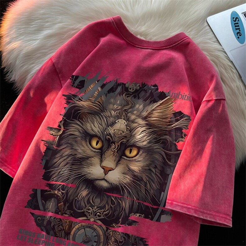 潮牌宽松短袖t恤蜡染美式复古高街水洗做旧517A-2-SX300-P38，男装T恤，星座517A-2